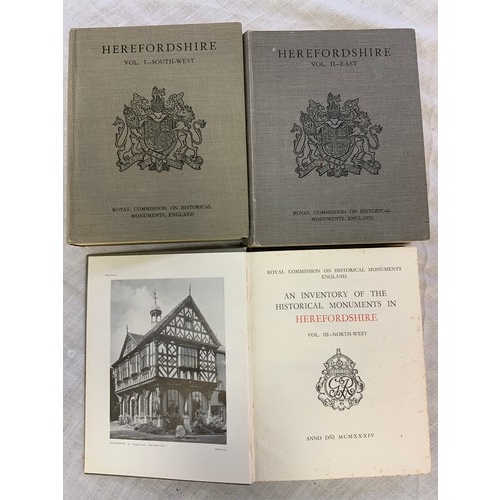 250 - BOOKS, 3 VOLUMES ROYAL COMMISSION ON HISTORICAL MONUMENTS, C1931-34 HEREFORDSHIRE & OTHER BOOKS