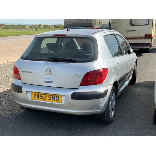 21 - MOTOR CAR, PEUGEOT 307 GLX 16V AUTO, 5 DOOR HATCHBACK, PETROL VA52 SMO, 1587CC. MILEAGE AT MOT DATE ... 