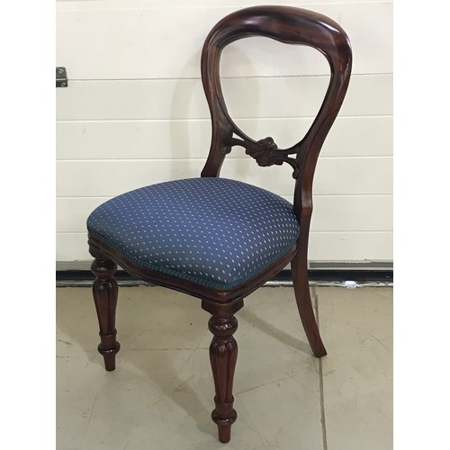 1372 - SET OF 8 VICTORIAN STYLE BUCKLE BACK DINING CHAIRS, FLUTED LEGS, OVERSTUFFED SEAT, GOOD CLEAN CONDIT... 