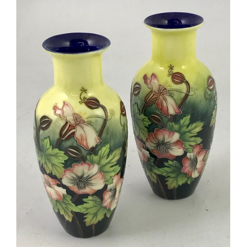 1707 - PAIR OF TUBE LINED VASES IN THE MOORCROFT STYLE