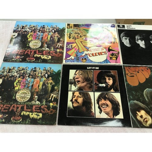 154 - RECORDS, BEATLES ALBUMS, INC SGT PEPPER, ONE BEARING 