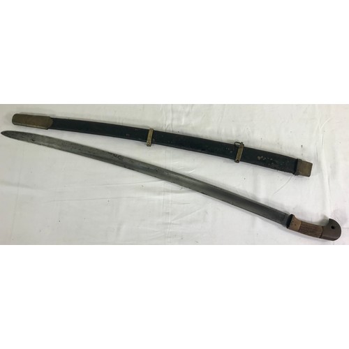 3069 - SWORD WITH LEATHER SCABBARD BLADE APPROX 86 cm