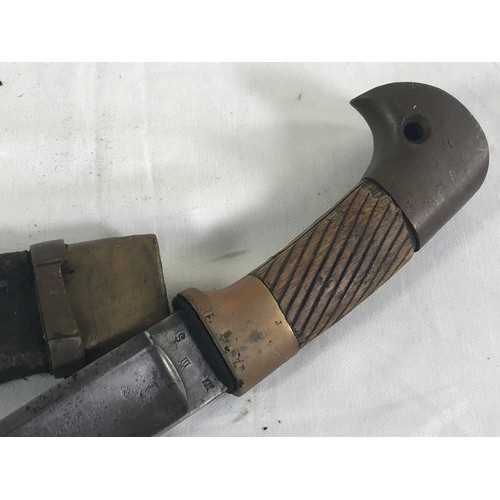 3069 - SWORD WITH LEATHER SCABBARD BLADE APPROX 86 cm