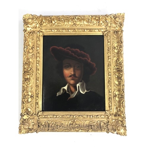 3000 - SMALL GOOD QUALITY OIL ON BOARD DEPICTING A MAN WITH HAT