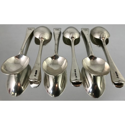 3379 - SET OF 6 SILVER DESSERT SPOONS APPROX 303 g LONDON 1918