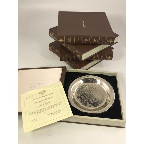 3418 - 5 JAMES WYETH SILVER DISHES IN PRESENTATION CASES WITH CERTIFICATES, EACH APPROX. 170g