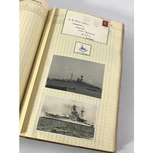 3062 - A FASCINATING JOURNAL OF WWII NAVAL INTEREST INC. EPHEMERA, POSTCARDS, MANY ORIGINAL PHOTOGRAPHS, CL... 