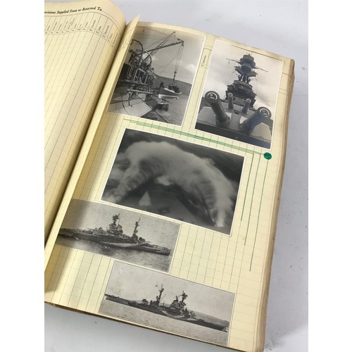 3062 - A FASCINATING JOURNAL OF WWII NAVAL INTEREST INC. EPHEMERA, POSTCARDS, MANY ORIGINAL PHOTOGRAPHS, CL... 