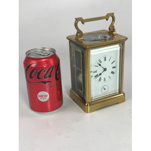 3166 - LARGE SCALE FRENCH 4 GLASS CARRIAGE CLOCK WITH ALARM AND REPEAT MECHANISM