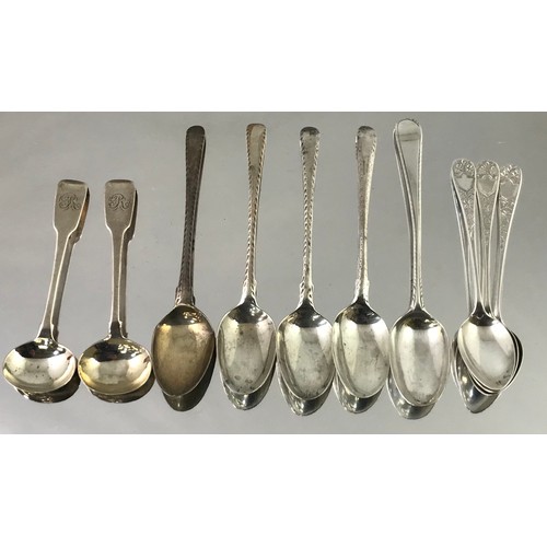 3372 - MISC. BRIGHT CUT AND OTHER SILVER SPOONS