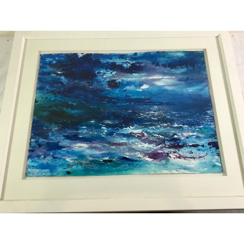 3030 - SET OF 3 FRAMED PICTURE OCEAN SCENES INDISTINCTLY SIGNED each approx. 75 x 56 cm