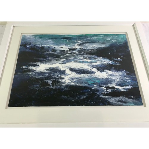 3030 - SET OF 3 FRAMED PICTURE OCEAN SCENES INDISTINCTLY SIGNED each approx. 75 x 56 cm