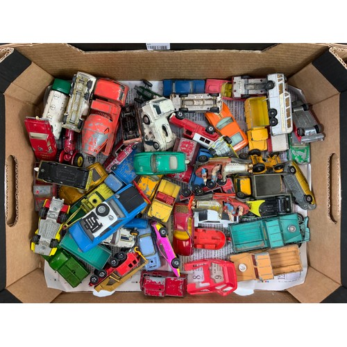 306 - 2 TRAYS OF MIXED CORGI MATCHBOX DIE CAST KEY SERIES AND 1-75S AGRICULTURE LORRIES AND CARS INCLUDING... 