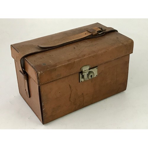 3151 - LEATHER CASED VINTAGE SILVER PLATED TRAVELLING PICNIC SET