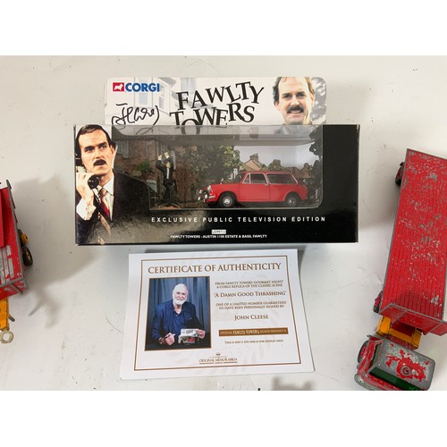 320 - BOX OF MISC DIE CAST TOYS COMPRISING A CORGI FAWLTY TOWERS EXCLUSIVE PUBLIC TELEVISION EDITION US997... 