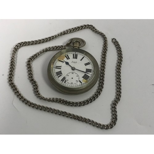 24 - RAILWAY INTEREST A LIMIT RAILWAY POCKET WATCH ENGRAVED TO BACK BR (M) 19187, SOME DAMAGE TO FACE A/F... 