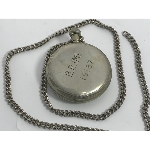 24 - RAILWAY INTEREST A LIMIT RAILWAY POCKET WATCH ENGRAVED TO BACK BR (M) 19187, SOME DAMAGE TO FACE A/F... 