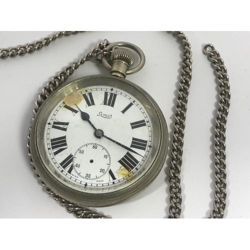 24 - RAILWAY INTEREST A LIMIT RAILWAY POCKET WATCH ENGRAVED TO BACK BR (M) 19187, SOME DAMAGE TO FACE A/F... 