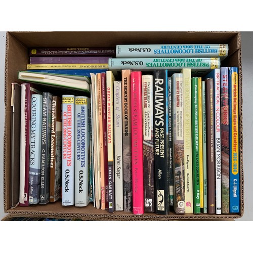 58 - 2 BOXES OF RAILWAY BOOKS INCLUDING A NUMBER OF IAN ALLAN 'A4 COLOUR BOOKS' STEAM ERA, PAST AND PRESE... 