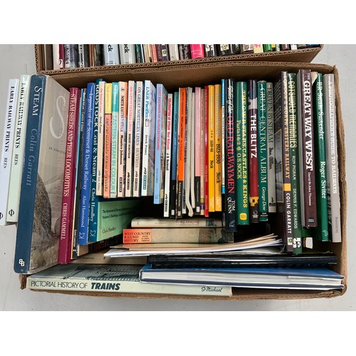 58 - 2 BOXES OF RAILWAY BOOKS INCLUDING A NUMBER OF IAN ALLAN 'A4 COLOUR BOOKS' STEAM ERA, PAST AND PRESE... 