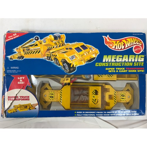 133 - BOX OF MISC. PLASTIC AND DIE CAST TOYS INCLUDING A BOXED HESS LORRY AND TRAILER, AIR SPIRAL BASIC RA... 