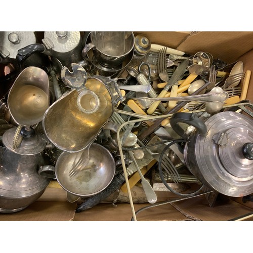 3243 - LARGE QTY. PLATED WARE INC. PART TEA SETS, FLATWARE ETC.