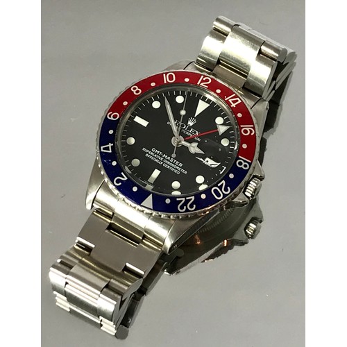 3653 - ROLEX GMT MASTER 1675 'PEPSI', RARE MODEL HAVING WIDE PEPSI DIAL AND POINTED CROWN GUARDS, RECENT SE... 