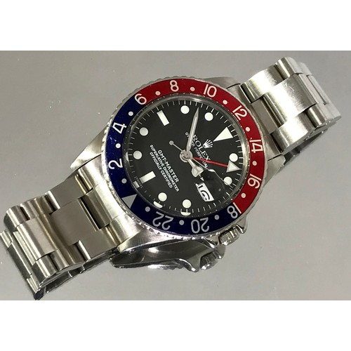 3653 - ROLEX GMT MASTER 1675 'PEPSI', RARE MODEL HAVING WIDE PEPSI DIAL AND POINTED CROWN GUARDS, RECENT SE... 