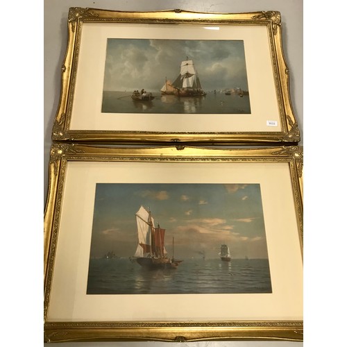 3033 - PAIR OF PICTURES DEPICTING DUTCH MARITIME SCENES INDISTINCTLY SIGNED HUTH