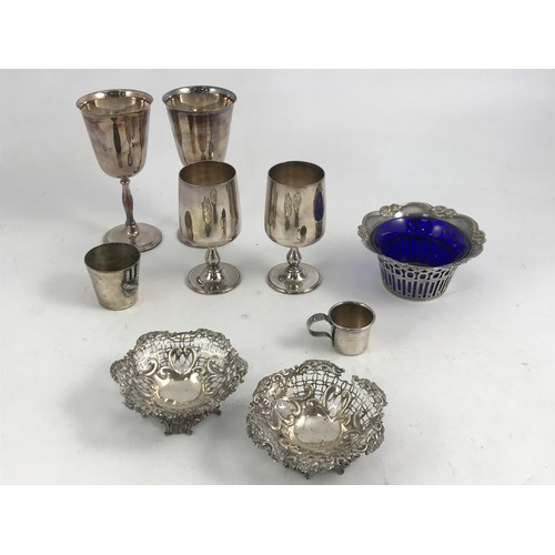 3310 - QUANTITY MISC. PLATED WARE TOGETHER WITH A PAIR OF PIERCED SILVER DISHES