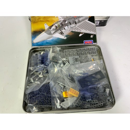 91 - MEGA BLOKS PROBUILDER TIN EUROFIGHTER TYPHOON 3249 AND LEOPARD 2 3251, TINS UNSEALED, CONTENTS NOT C... 