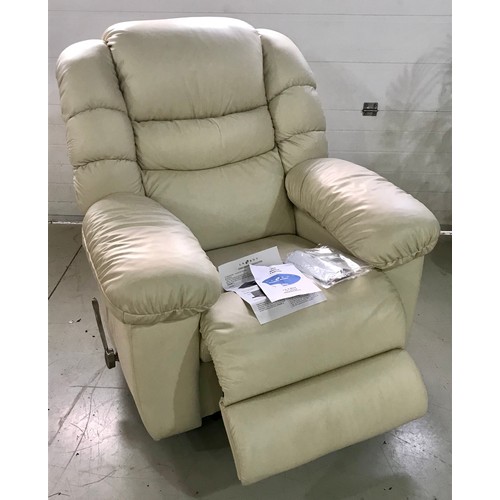 1545 - LA-Z-BOY LEATHER MASSAGE RECLINING CHAIR WITH FRIDGE IN IMMACULATE, APPEARS AS NEW, CONDITION