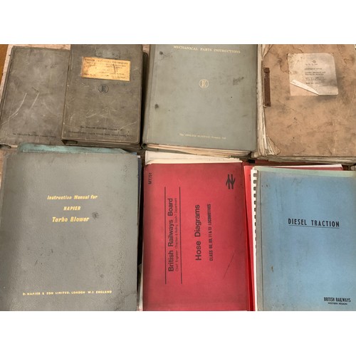 63 - MIXED SELECTION OF RAILWAY LOCOMOTIVE MANUALS, DMU , AEC , ENGLISH ELECTRIC, BRUSH , CLASS 50 FAULT ... 