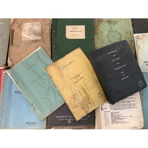 63 - MIXED SELECTION OF RAILWAY LOCOMOTIVE MANUALS, DMU , AEC , ENGLISH ELECTRIC, BRUSH , CLASS 50 FAULT ... 