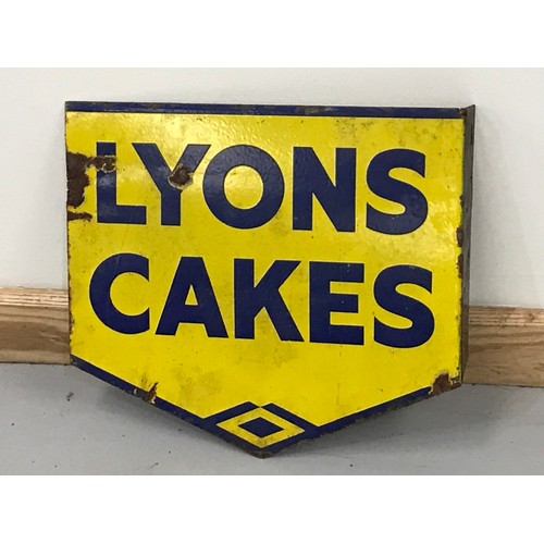 399 - LYONS CAKES ENAMELLED SIGN APPROX 44.5 X 39.5 cms