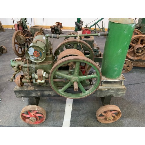 596 - A RUSHTON AND HORNSBY LIMITED SINGLE CYLINDER TWIN FLY WHEEL STATIONARY ENGINE 2.5 HP ENGINE ON TROL... 