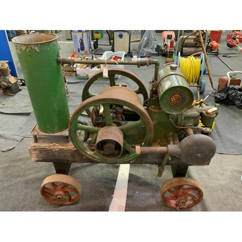 596 - A RUSHTON AND HORNSBY LIMITED SINGLE CYLINDER TWIN FLY WHEEL STATIONARY ENGINE 2.5 HP ENGINE ON TROL... 