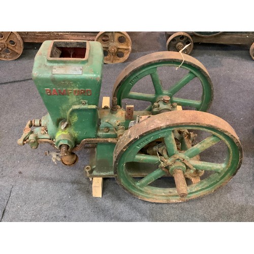 595 - BAMFORD STATIONARY ENGINE  3 HORSE POWER NUMBER 9400 WITH OPEN CRANK with mag