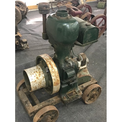 602 - WOLSELEY SINGLE CYLINDER VERTICAL ENGINE WITH SINGLE FLY WHEEL ON TROLLEY WITH ORIGINAL PLATE WOLSEL... 