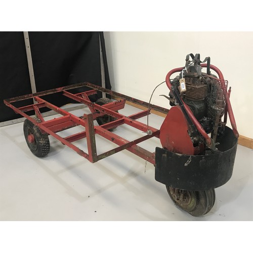 604 - VINTAGE VILLIERS MOTOR CART COMPRISING CHASSIS, REAR AXEL, MOTOR AND MAKERS PLATE WRIGLEY WESSEX IND... 