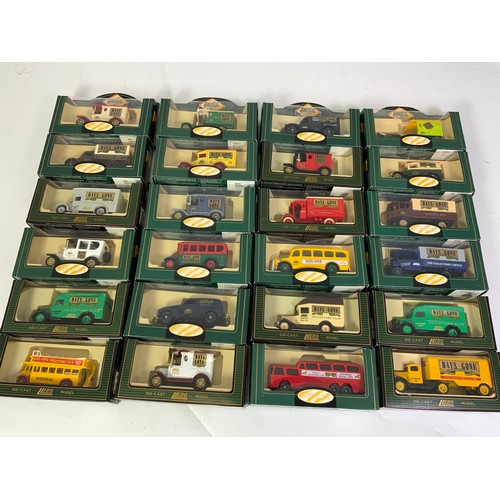 155 - LLEDO,  24 GREEN BOXED COLLECTORS CLUB MODELS, VANS, CARS ETC.