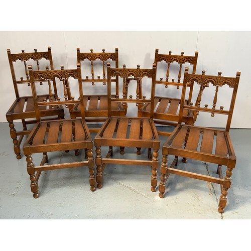 258 - SET OF 6 (4 PLUS 2 CARVERS) ERCOL DARK OAK DINING CHAIRS