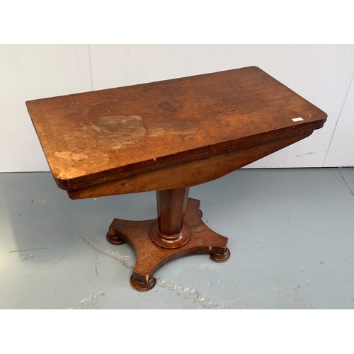 219 - CARD TABLE ON OCTAGONAL PEDESTAL