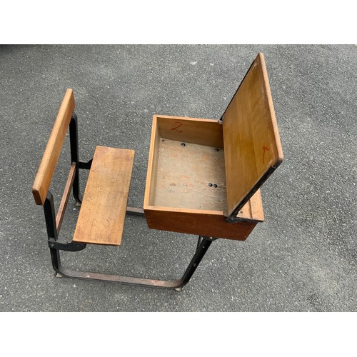 106 - VINTAGE SCHOOL DESK & CHAIR WITH METAL FRAME