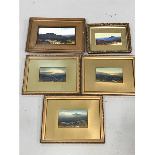 11 - MISC. SMALL OIL ON PAPER FRAMED PICTURES EACH DEPICTING MOORLAND LANDSCAPE TYPE SCENES, MOST INDISTI... 