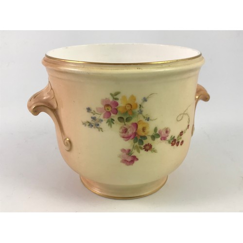 178 - ROYAL WORCESTER BLUSH IVORY 2 HANDLED JARDINIERE WITH HAND PAINTED FLORAL DECORATION, c1904, APPROX.... 