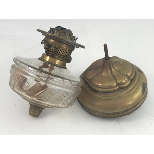 328 - PART OIL LAMP WITH GLASS RESERVOIR