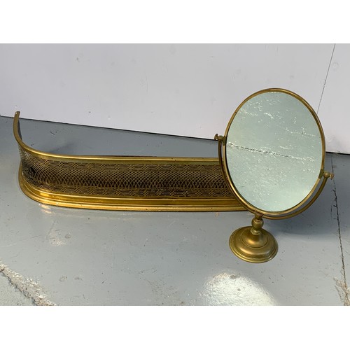 311 - BRASS FENDER T/W A BRASS MIRROR ON STAND