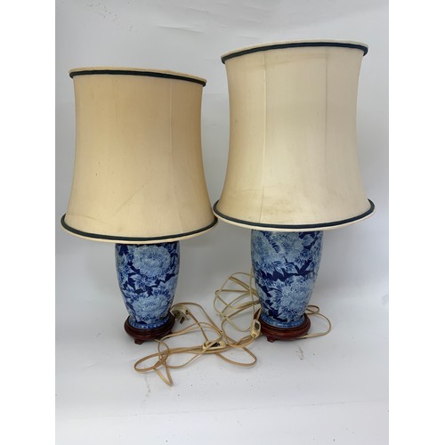 321 - 2 BLUE AND WHITE PORCELAIN LAMPS