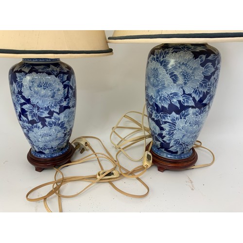 321 - 2 BLUE AND WHITE PORCELAIN LAMPS